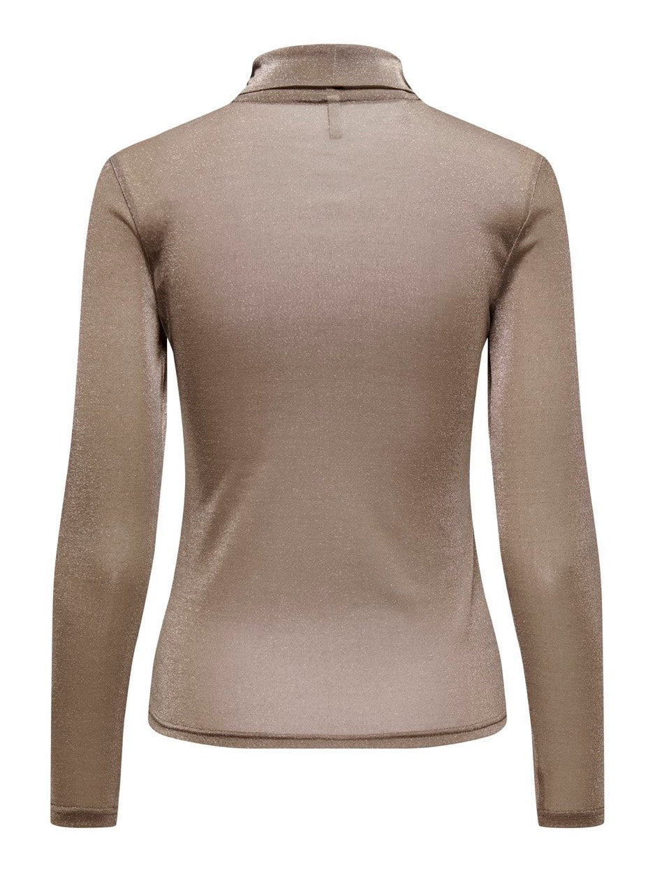 Onlamera Glitter L/s Rollneck Jrs - Taupe