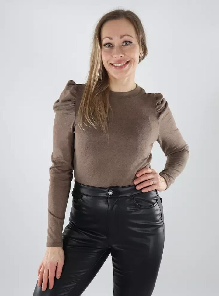 Jdytonsy L/s Puff Sleeve Top Jrs Dia - Bruin Melee