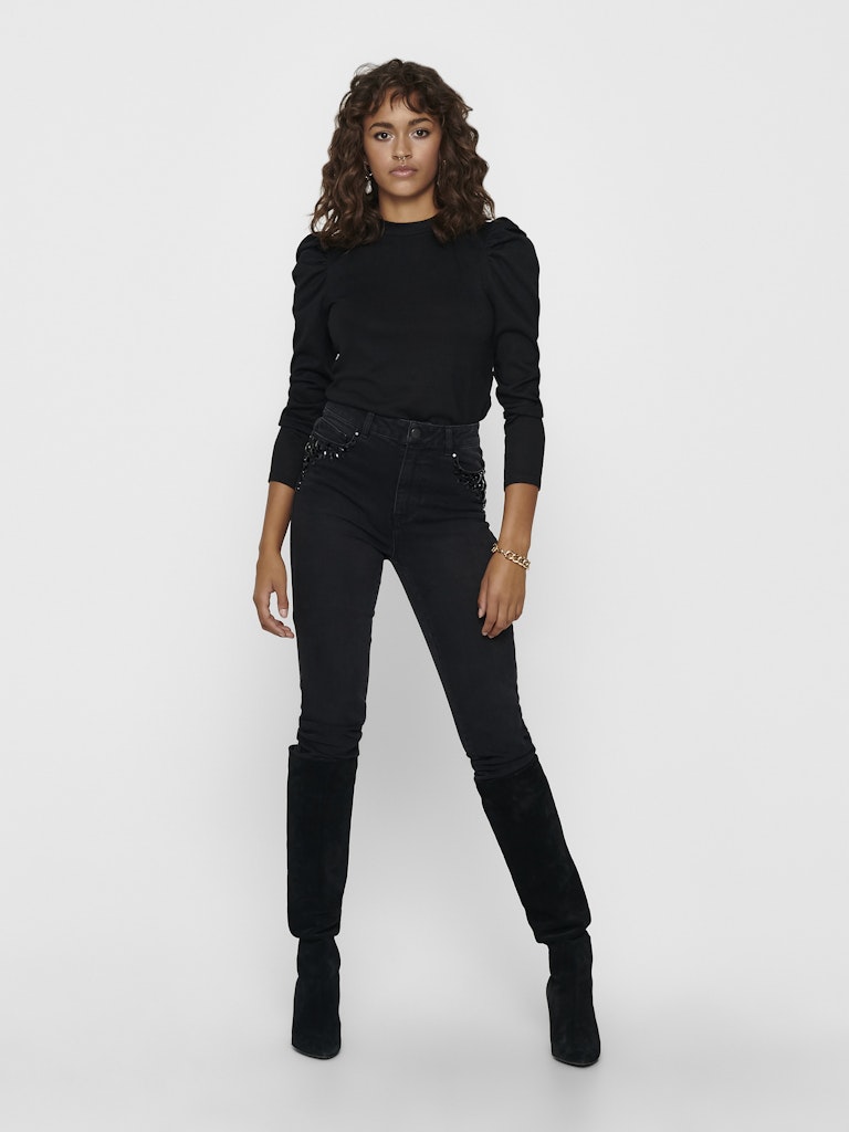 Jdytonsy L/s Puff Sleeve Top Jrs Dia - Zwart
