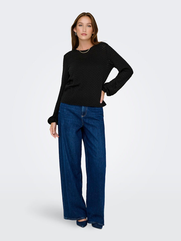 Onlbelle Life L/s Top Jrs - Zwart