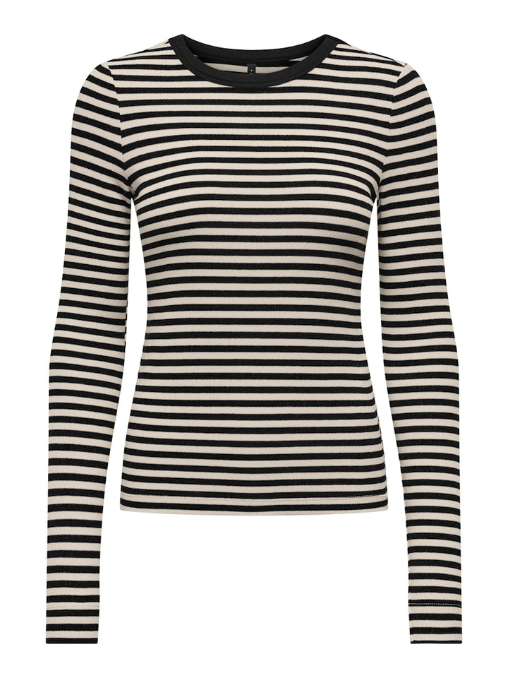 Onlelene L/s Fitted Top Jrs - Zwart Dessin