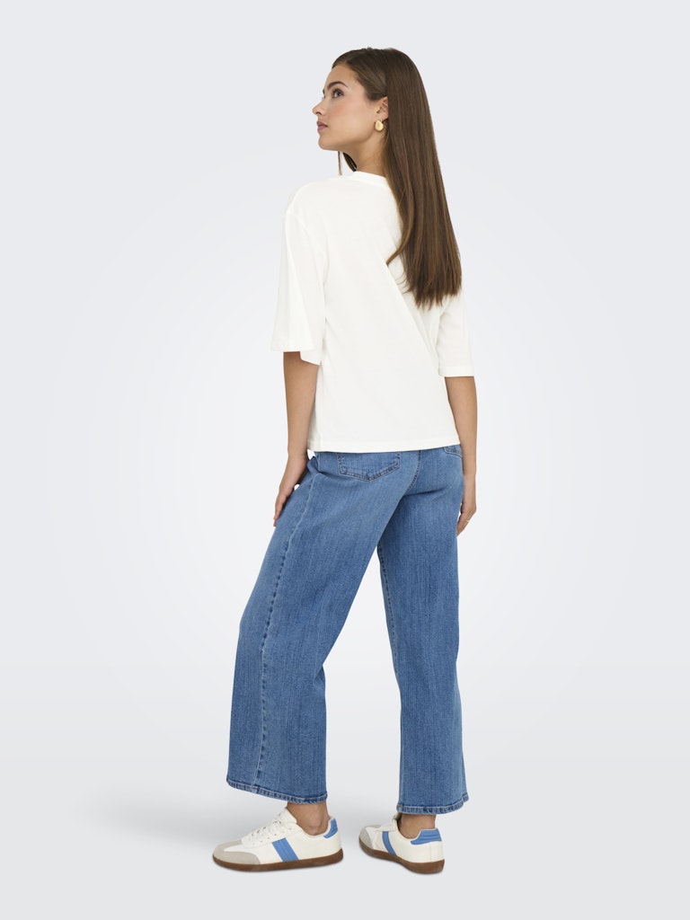 Jdybena Ss Loose Fit Print Top - Off-white