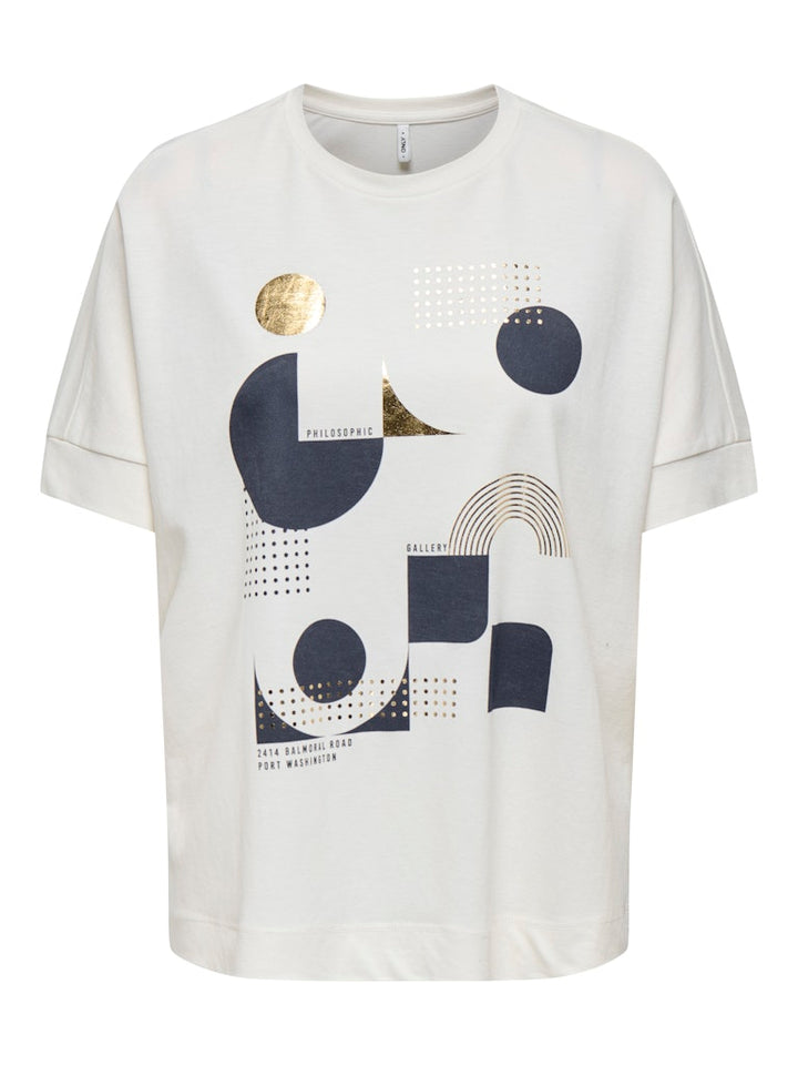 Onljany S/s O-neck Print Top Box Jrs - Off-white