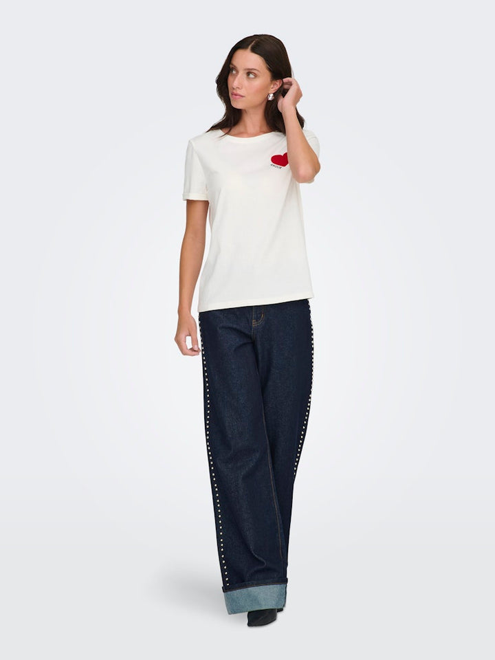 Onlvica S/s Fold Up Velvet Top Box Ccjrs - Off-white