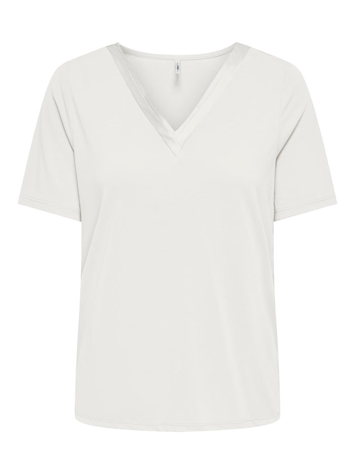 Onlfree Life S/s Split V-neck Top Jrs - Off-white