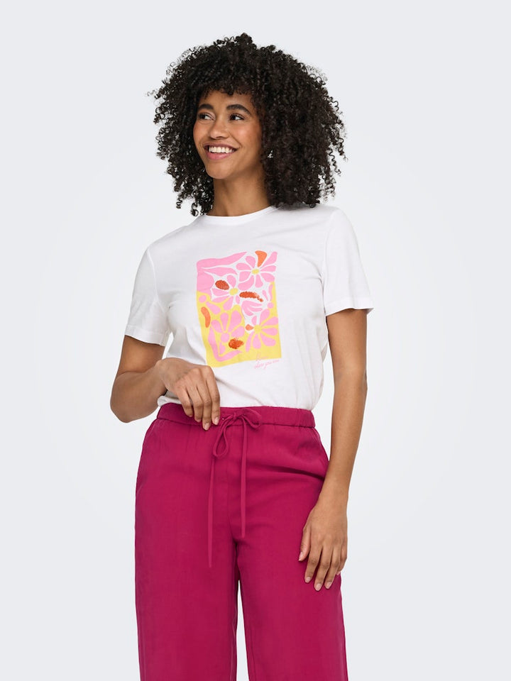 Onlkita Reg S/s Print Top Noos - Off-white