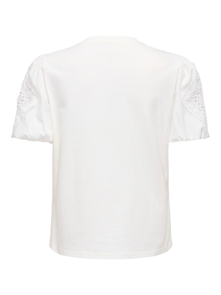 Jdyuma Life S/s Lace Detail Top Jrs - Off-white