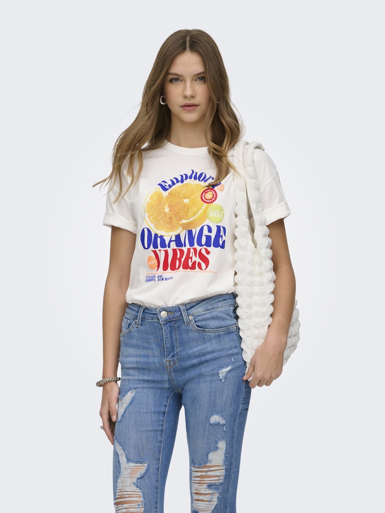 Onlbolette Life S/s Top Box Cc Jrs - Off-white