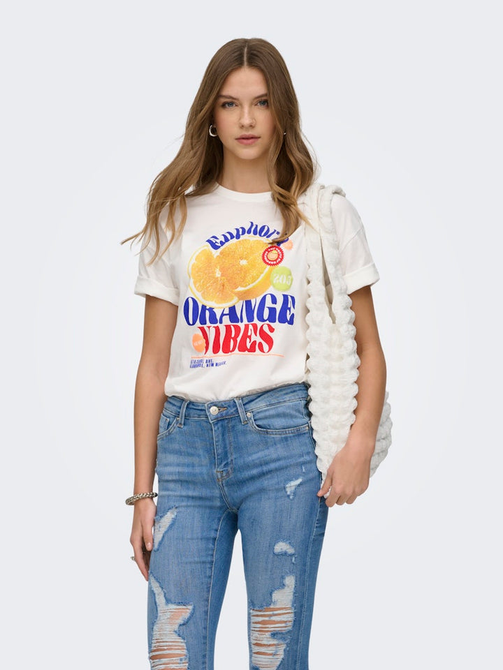 Onlbolette Life S/s Top Box Cc Jrs - Off-white