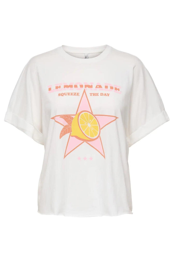 Onlminna S/s Print Top Box Jrs - Off-white