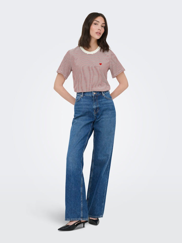 Jdypisa S/s Print Top Jrs Noos - Ecru Dessin