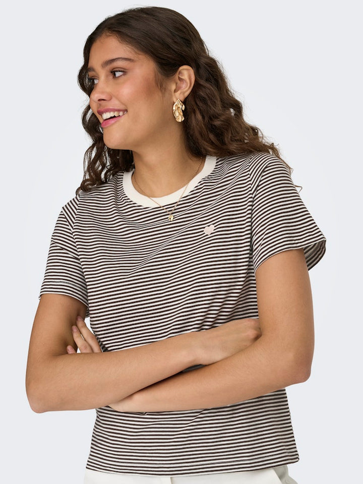 Jdypisa S/s Print Top Jrs Noos - Ecru Dessin