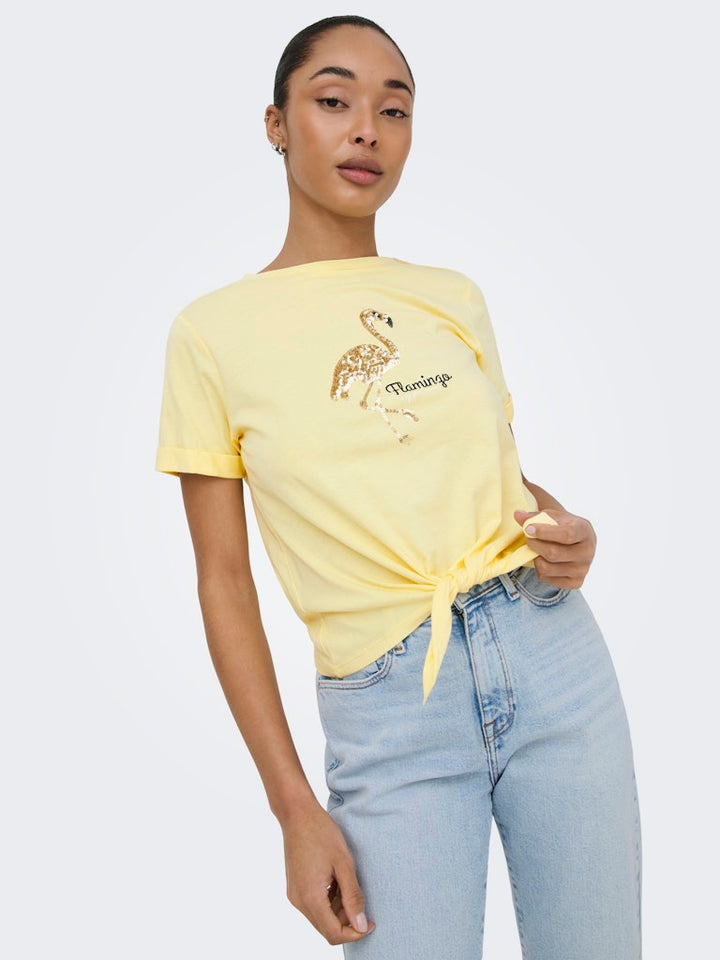 Onldora S/s Knot Fold-up Top Jrs - Geel