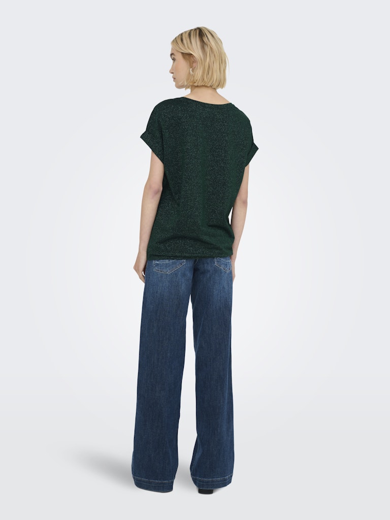 Onlmoster Glitter S/s Top Jrs - Donkergroen