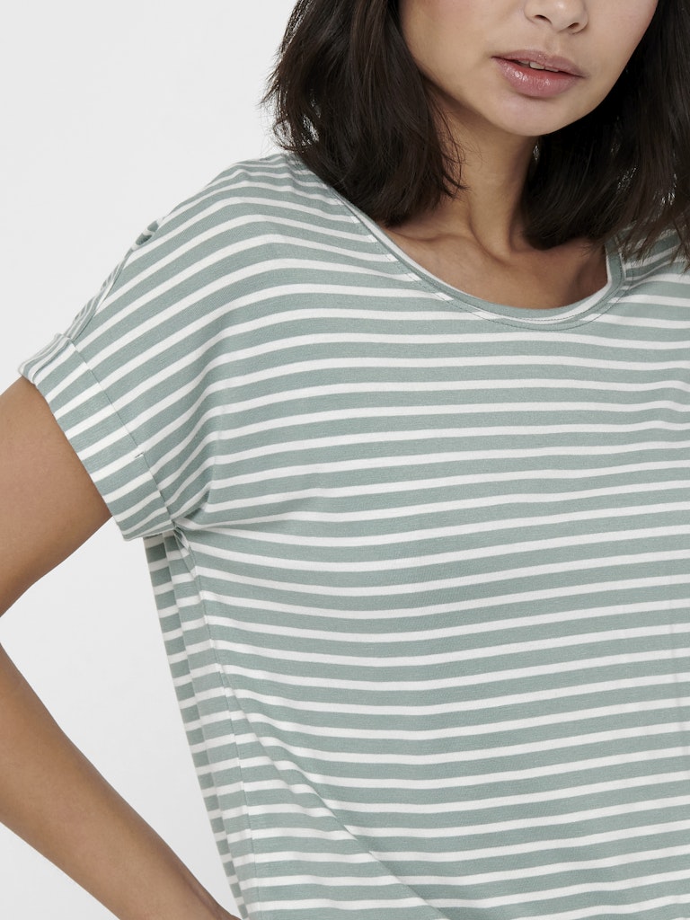 Onlmoster Stripe S/s O-neck Top Jrs Noos - Groen Dessin