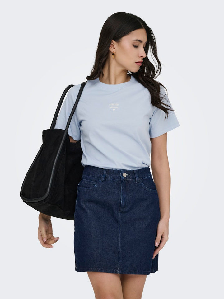 Jdymay Pisa S/s Print Top Jrs - Lichtblauw