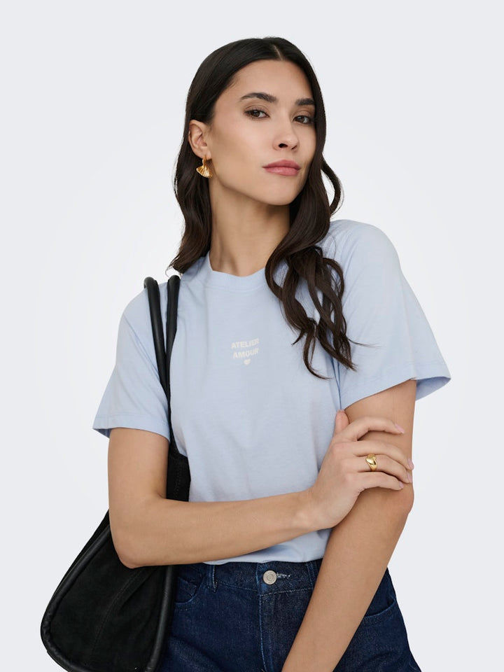 Jdymay Pisa S/s Print Top Jrs - Lichtblauw