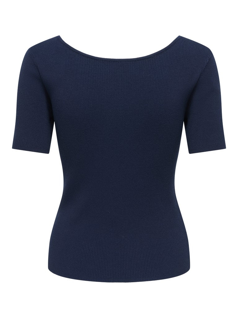 Jdynanna S/s Revers Lace Pullover Knt - Navy