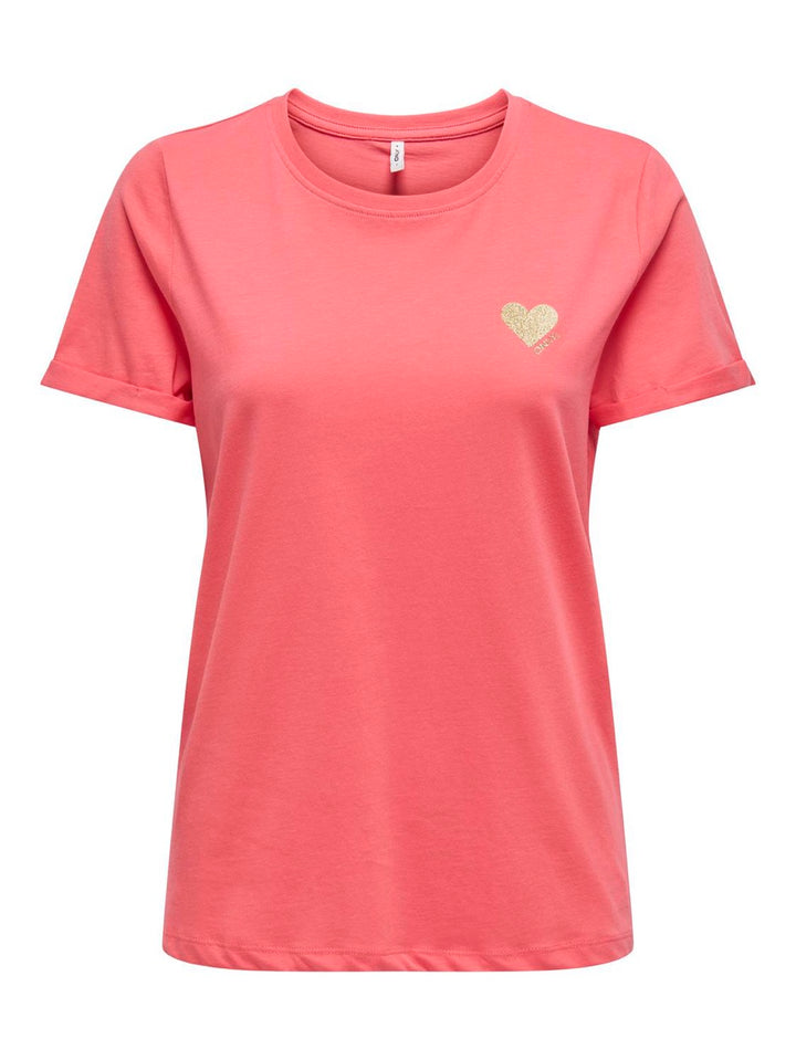 Onlkita Life S/s Top Noos - Koraal Rood