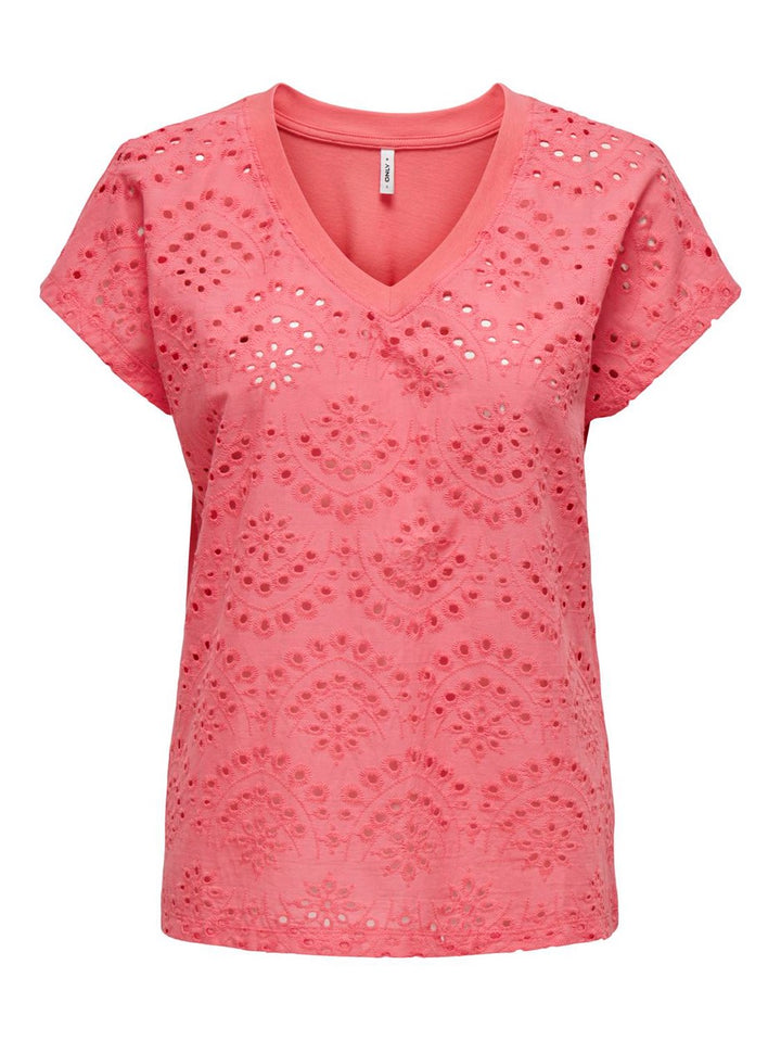 Onllulu Life S/s V-neck Top Box Jrs - Koraal Rood