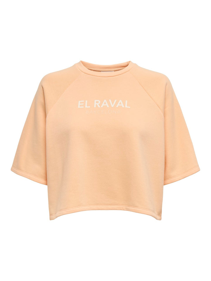 Onlcora S/s Print O-neck Ub Swt - Abricot
