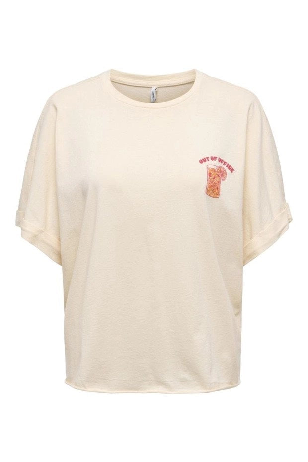 Onlminna Life S/s Print Top Cs Jrs - Abricot