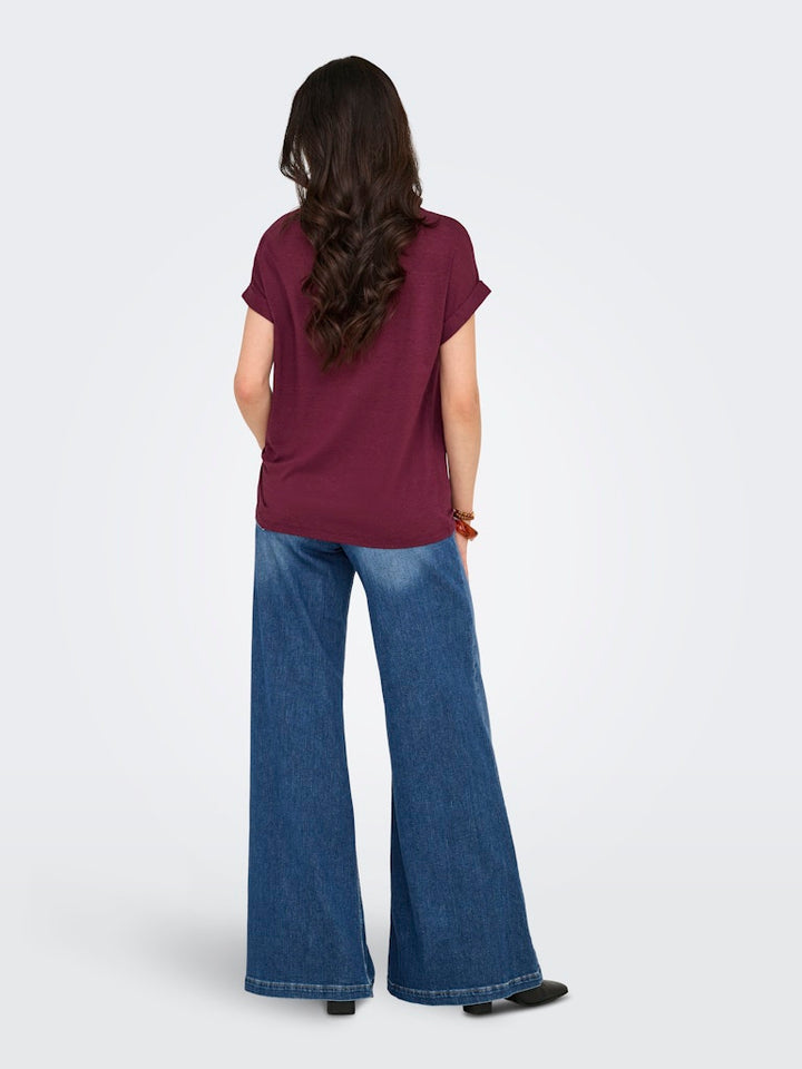 Onlmoster S/s O-neck Top Noos Jrs - Bordeaux