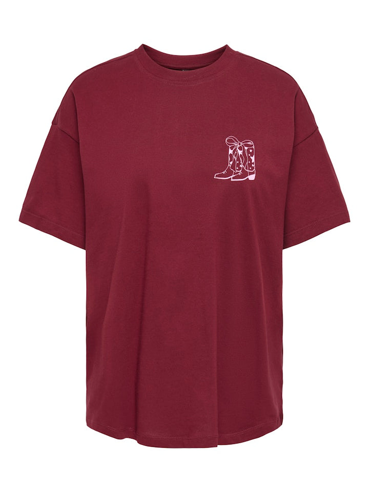 Onlvivvi Life S/s Lovely Top Jrs - Bordeaux