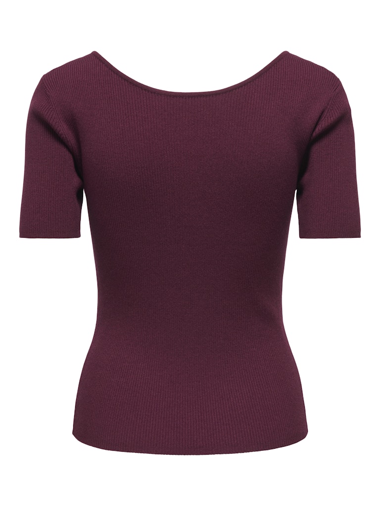 Jdynanna S/s Revers Lace Pullover Knt - Bordeaux