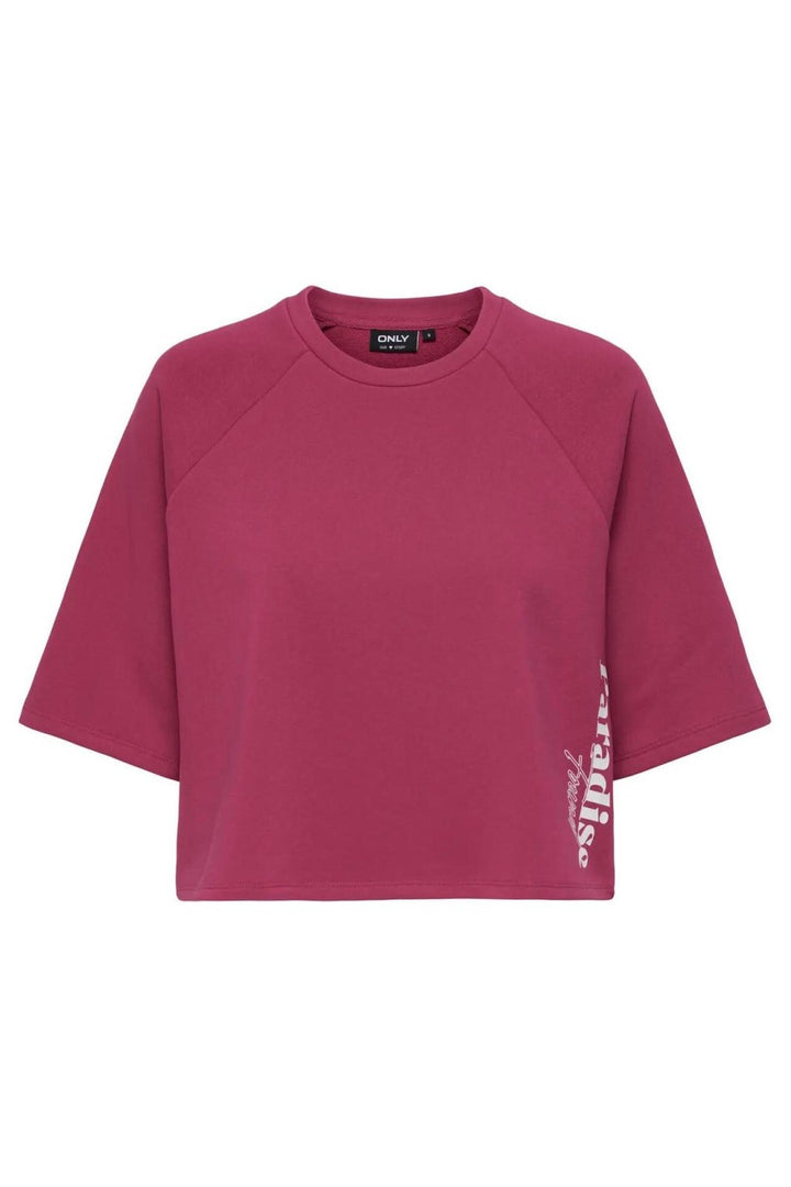 Onlcora S/s Print O-neck Ub Swt - Fuchsia