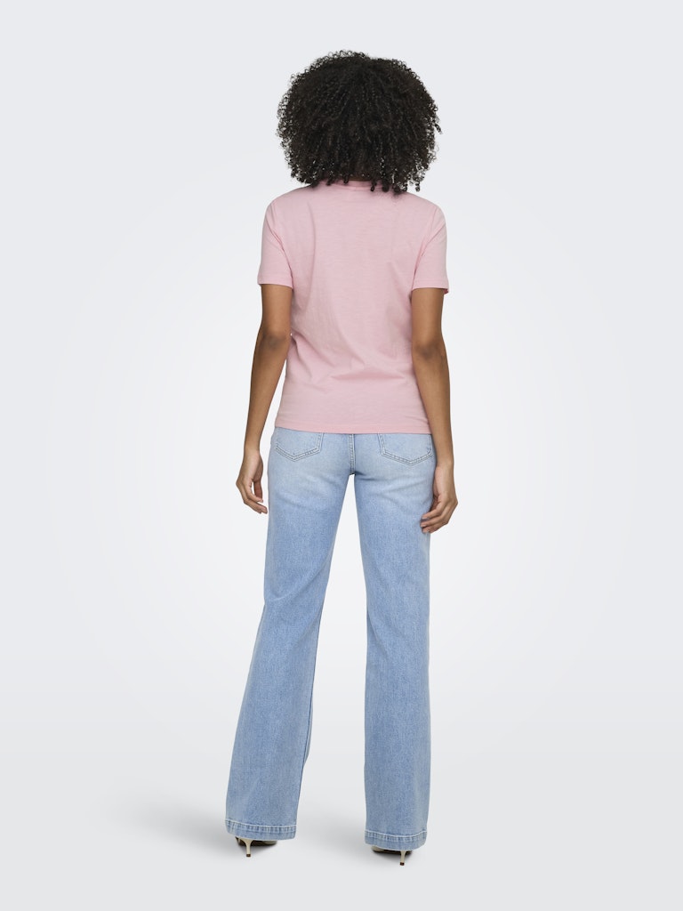 Onlketty Slub S/s O-neck Top Jrs - Roze