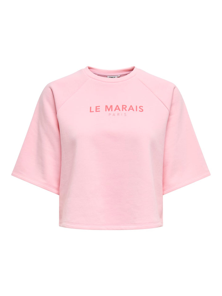 Onlcora S/s Print O-neck Ub Swt - Licht Roze