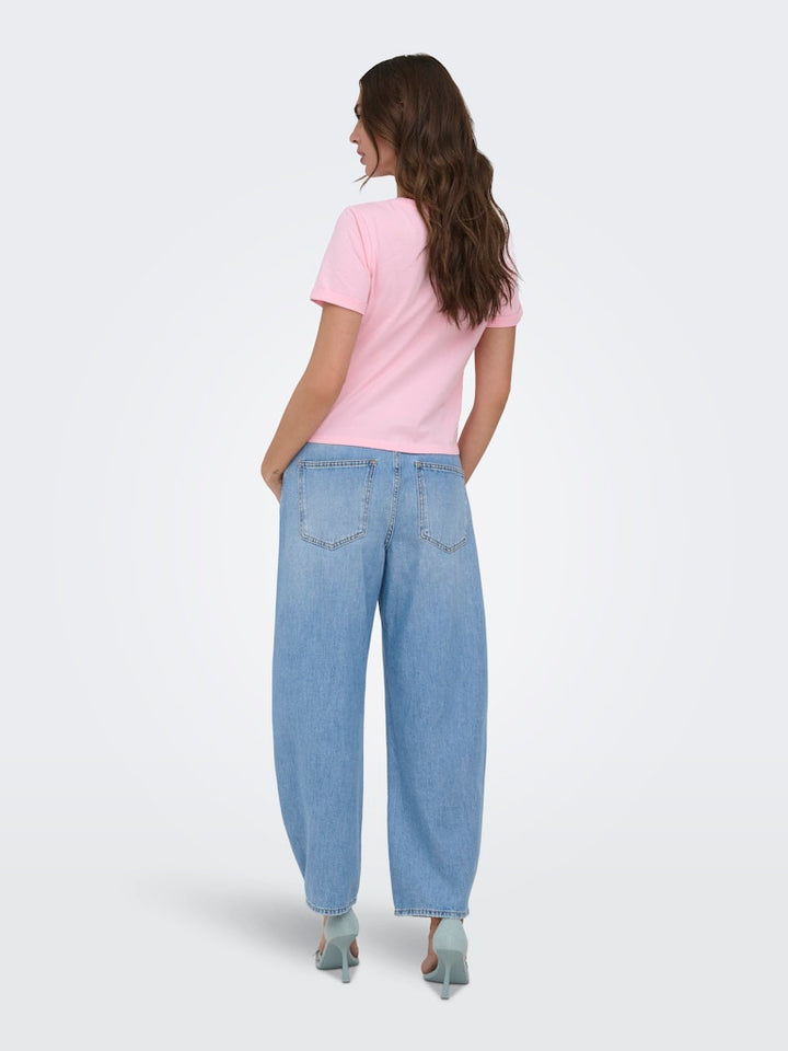 Onldora S/s Knot Fold-up Top Jrs - Licht Roze