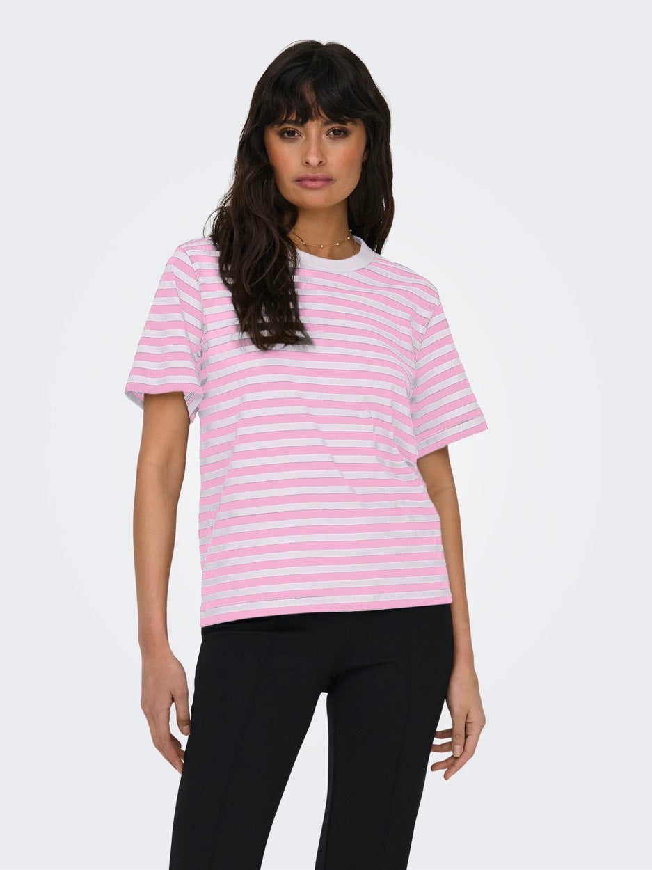Onllivina Life S/s Stripe Tee Jrs Noos - Roze Dessin