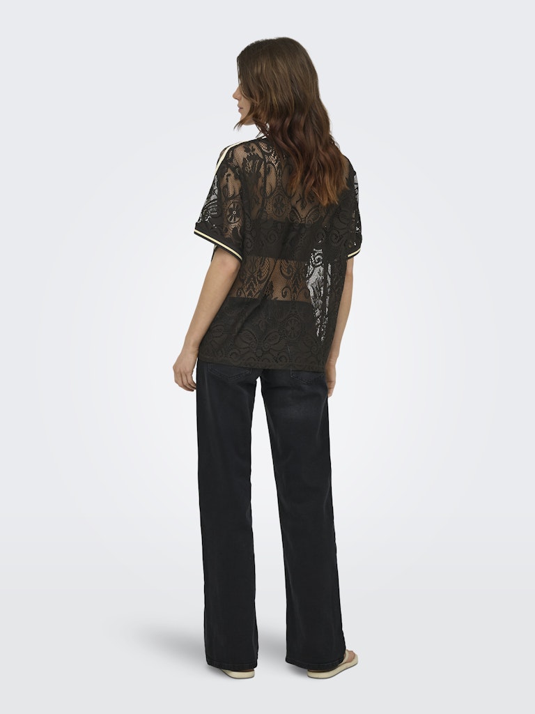 Onljules S/s V-neck Lace Top Wvn Ex - Bruin