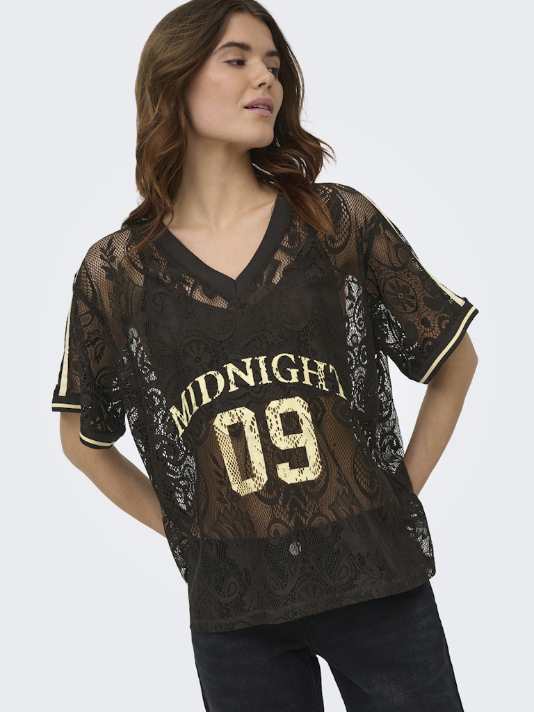 Onljules S/s V-neck Lace Top Wvn Ex - Bruin