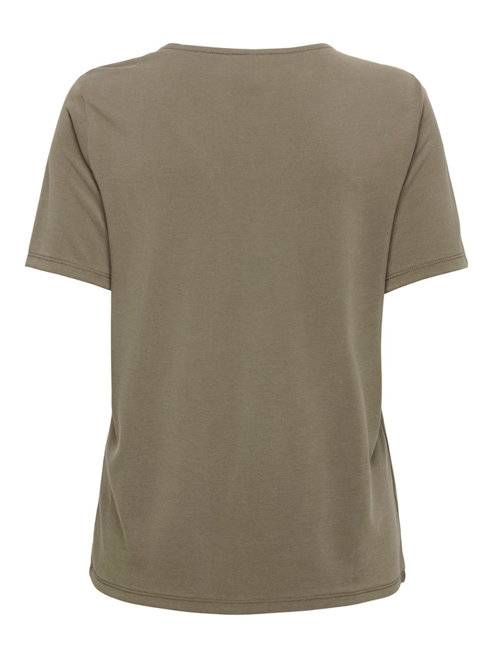 Onlfree Life S/s Split V-neck Top Jrs - Taupe