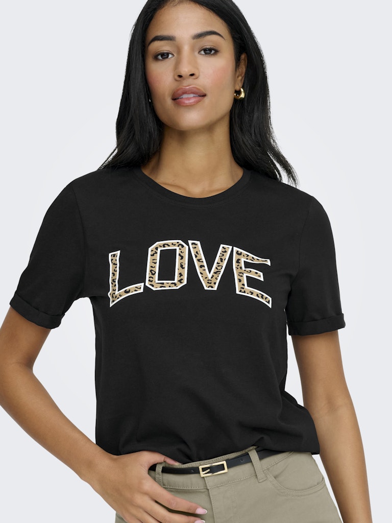 Onllea Life S/s Print Top Box Cc Jrs - Zwart