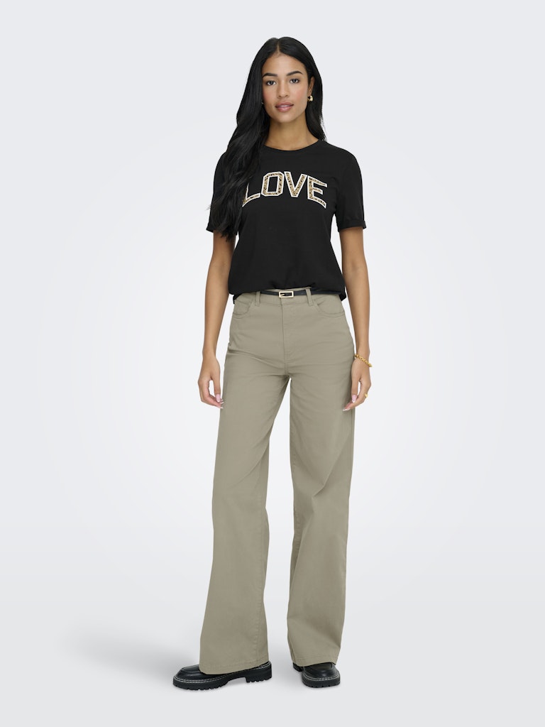 Onllea Life S/s Print Top Box Cc Jrs - Zwart