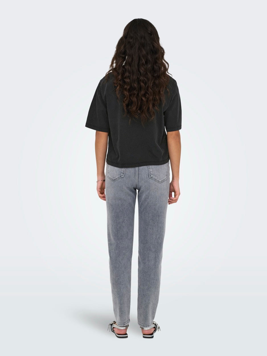 Jdycarla S/s Washed Print Top Jrs - Antraciet