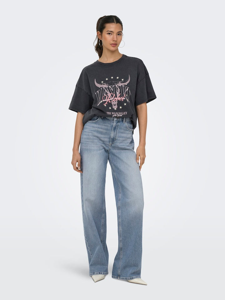 Onlmila S/s Print Box Cs Jrs - Grijs Dessin