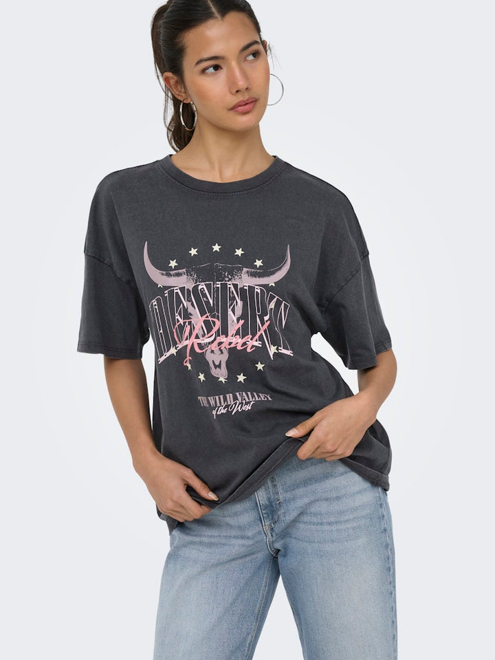 Onlmila S/s Print Box Cs Jrs - Grijs Dessin