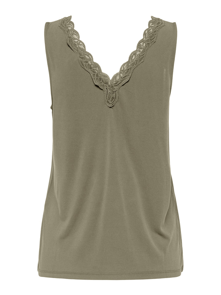 Onlfree Life S/l V-neck Lace Mix Top Jrs - Olijf