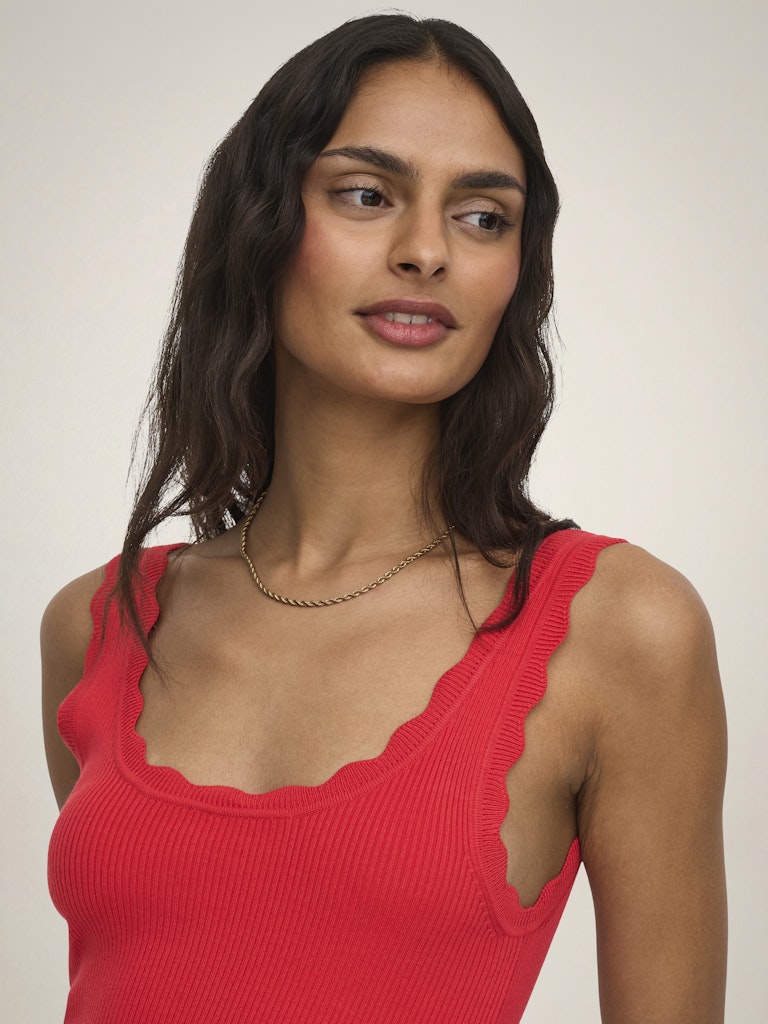 Jdynanna S/l Scallop Edge Top Knt Noos - Rood