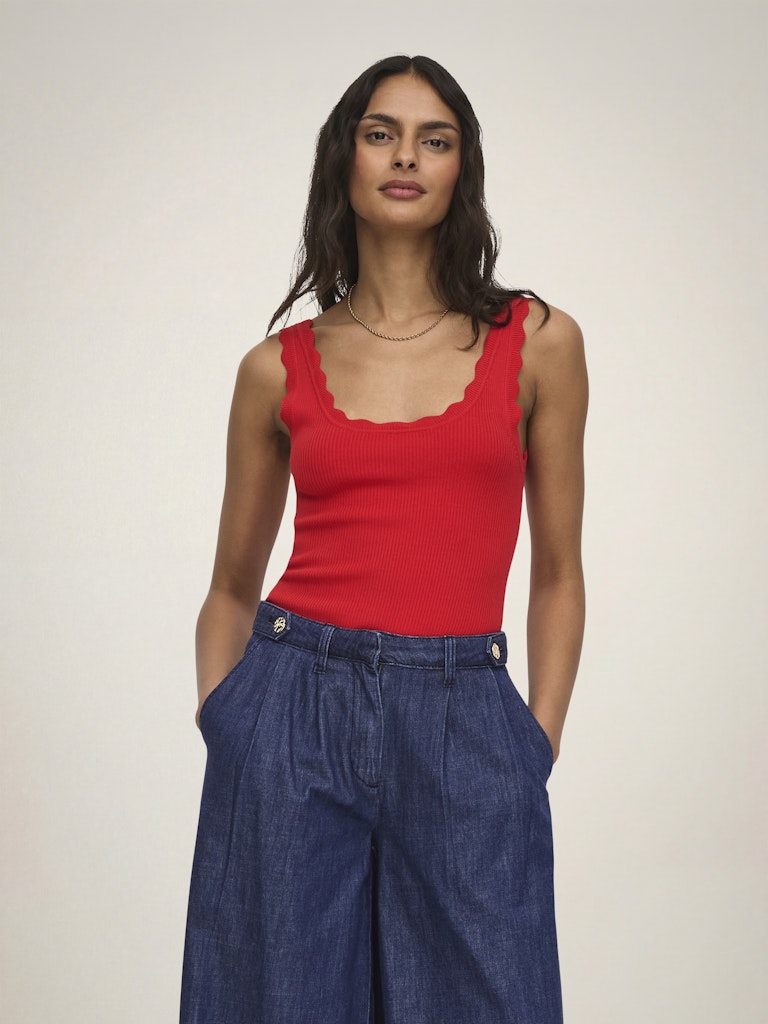 Jdynanna S/l Scallop Edge Top Knt Noos - Rood