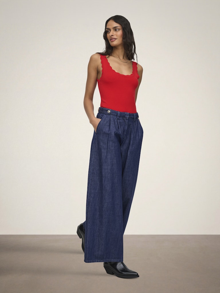 Jdynanna S/l Scallop Edge Top Knt Noos - Rood