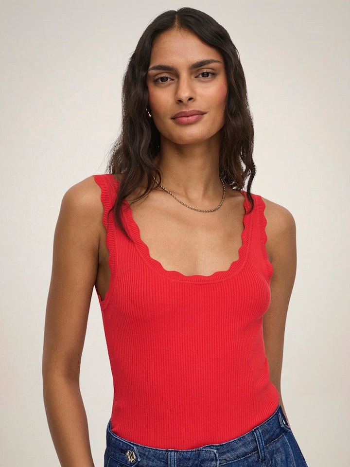Jdynanna S/l Scallop Edge Top Knt Noos - Rood