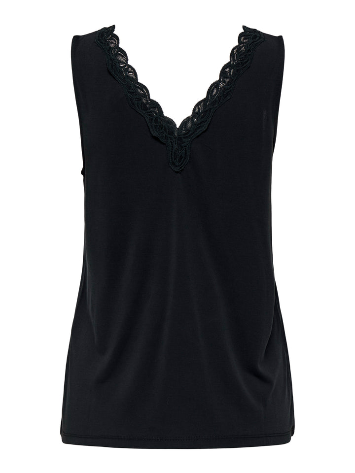 Onlfree Life S/l V-neck Lace Mix Top Jrs - Zwart