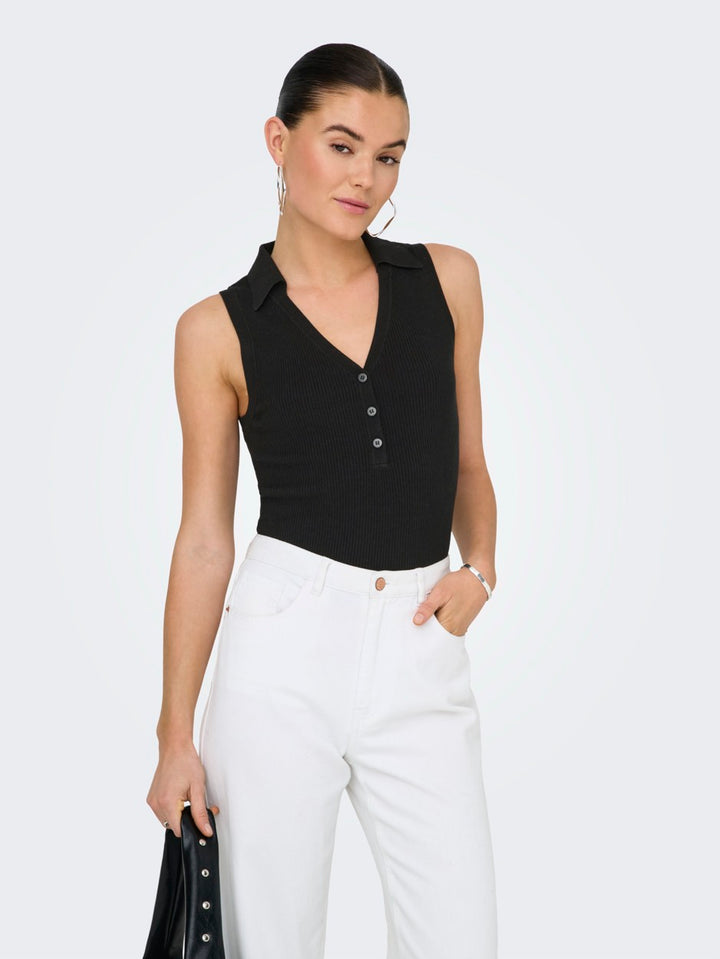 Jdynanna Sl Collar Top Knt - Zwart