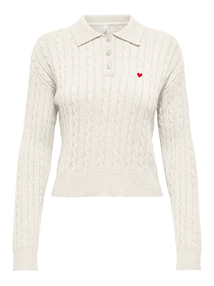 Onlkatia Ls Cable Polo Cc Knt - Off-white